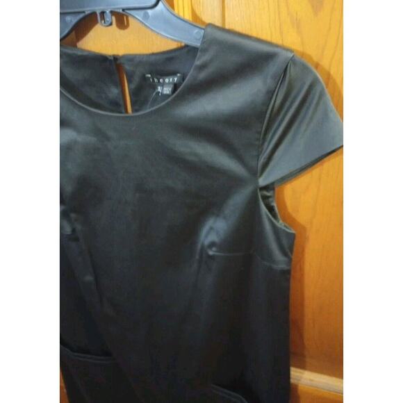 THEORY Maryanka Dress Sz 2 NWT BLACK Cap Sleeve Shift Little black DRESS $315 - Picture 3 of 9